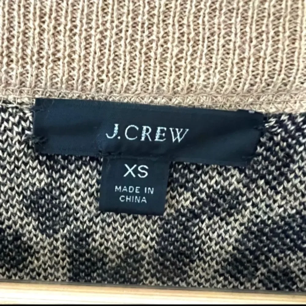 J. CREW MERINO WOOL LEOPARD CHEETAH ANIMAL PRINT KNIT SWEATER CREWNECK XS - Picture 8 of 9